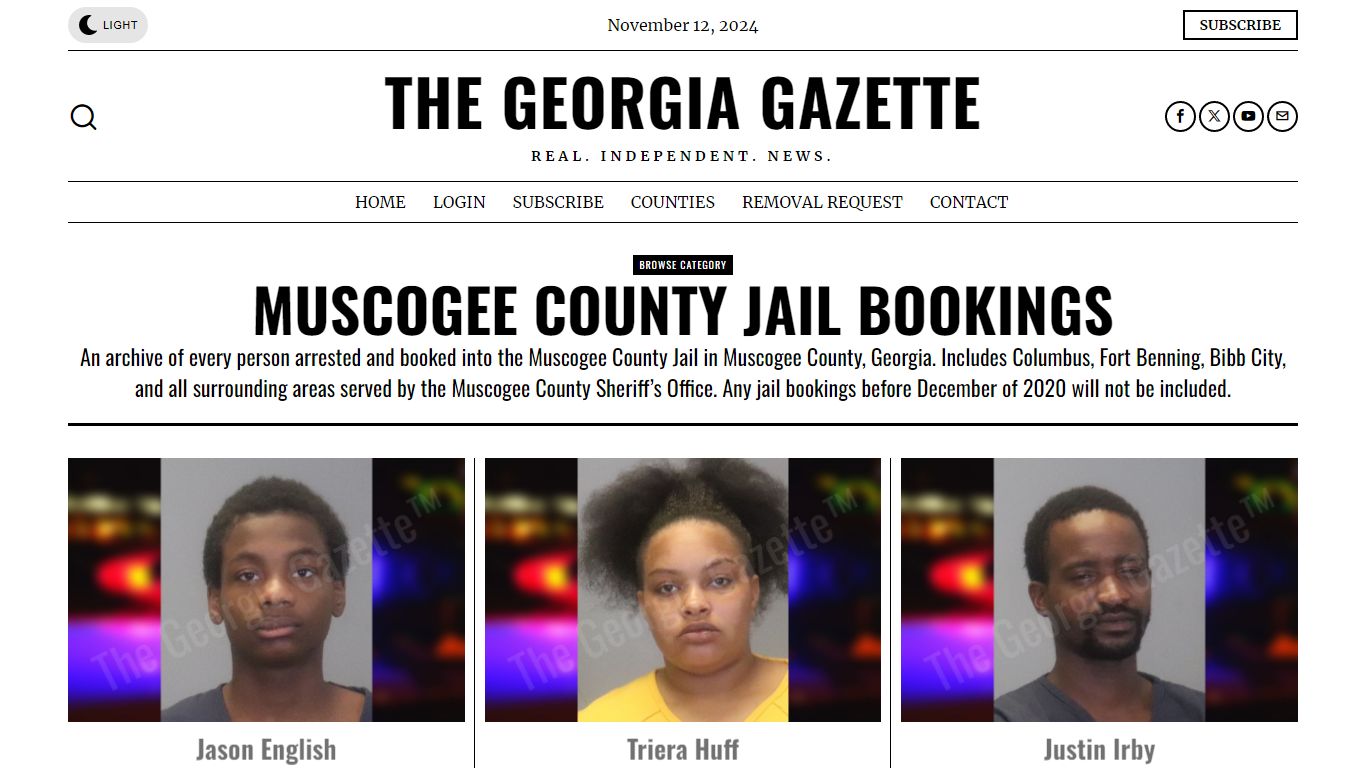 Muscogee County Jail Bookings - The Georgia Gazette