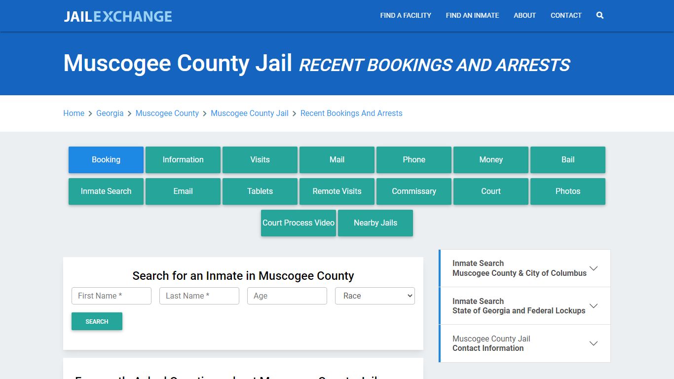 Muscogee County Jail Recent Bookings And Arrests - Jail Exchange